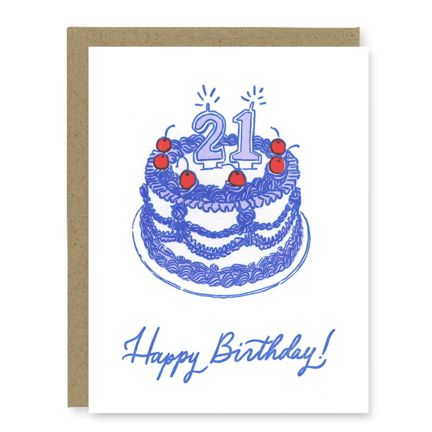 21st Birthday Cake Card | Letterpress Birthday Card
