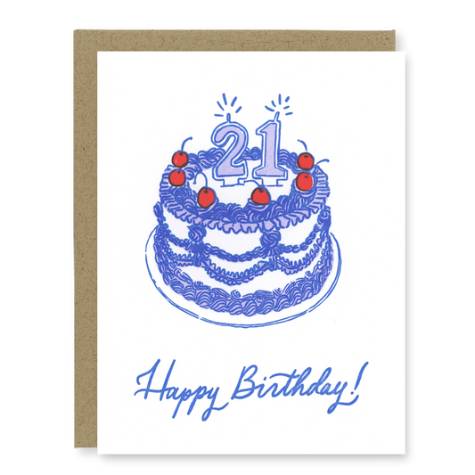 21st Birthday Cake Card | Letterpress Birthday Card