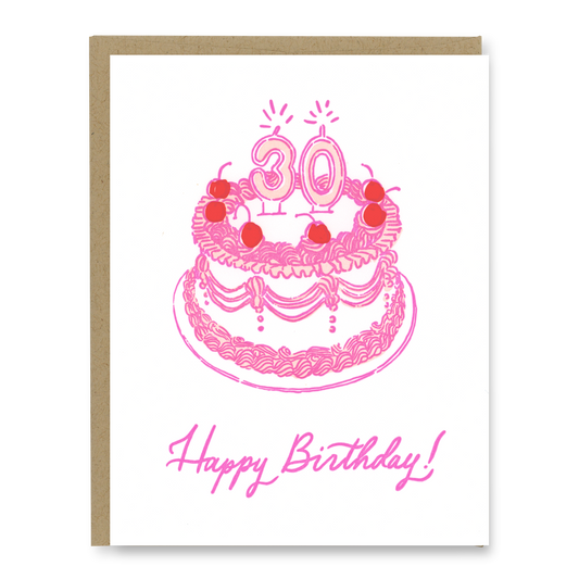 30th Birthday Cake Card | Letterpress Birthday Card