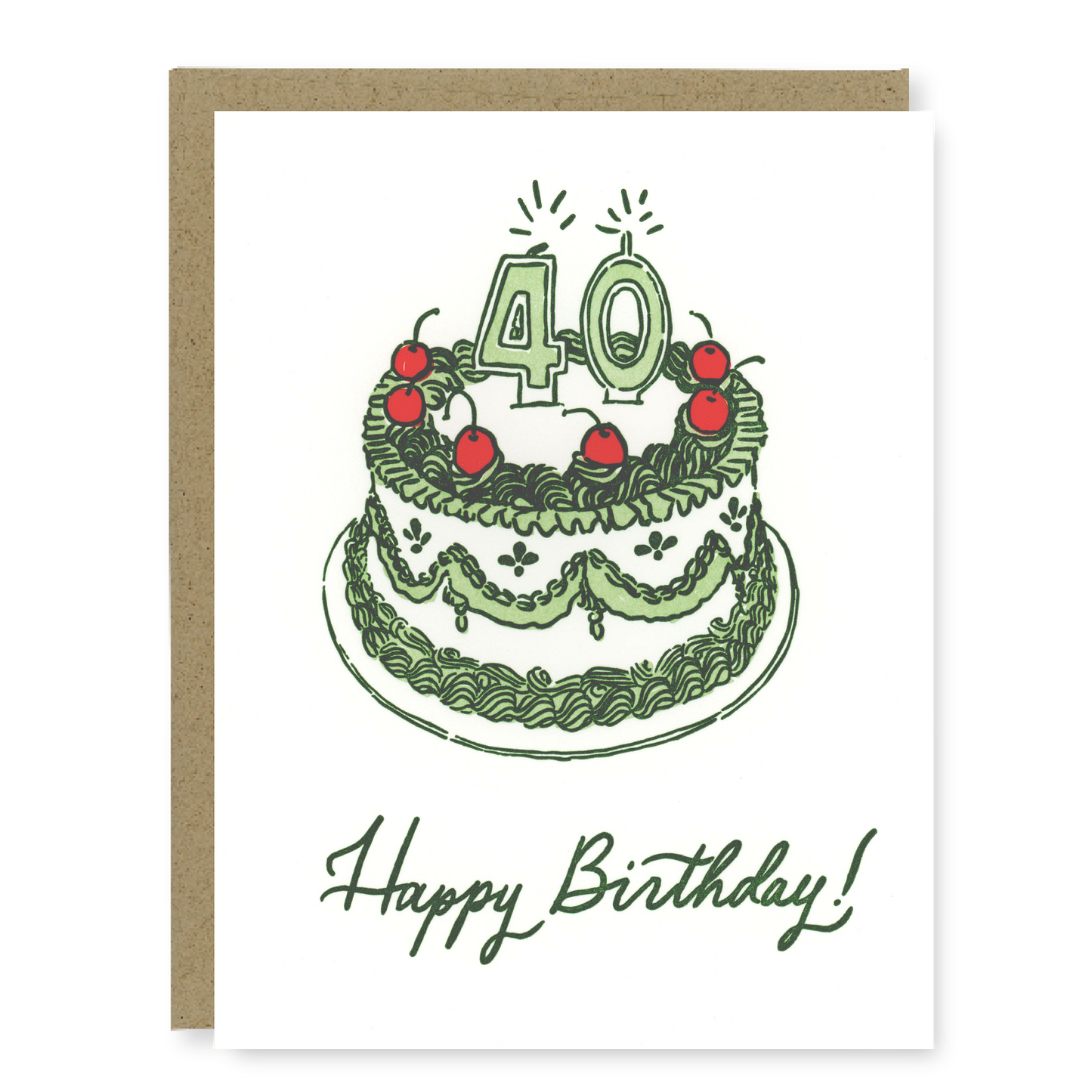 40th Birthday Cake Card | Letterpress Birthday Card