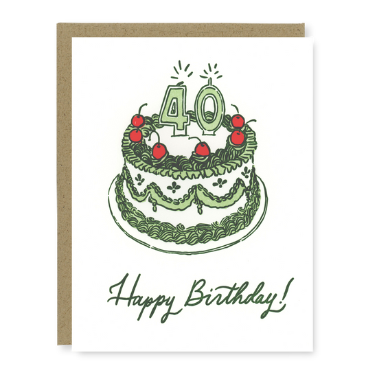 40th Birthday Cake Card | Letterpress Birthday Card