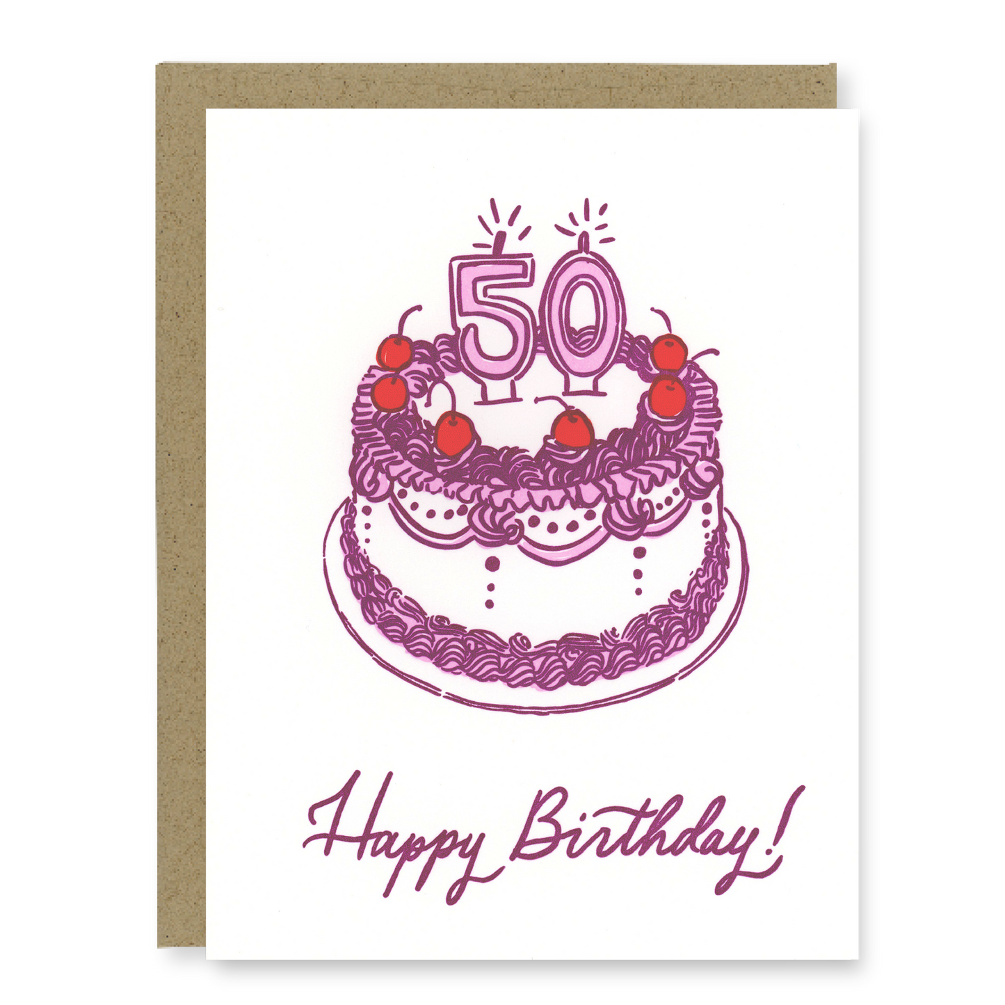 50th Birthday Cake Card | Letterpress Birthday Card