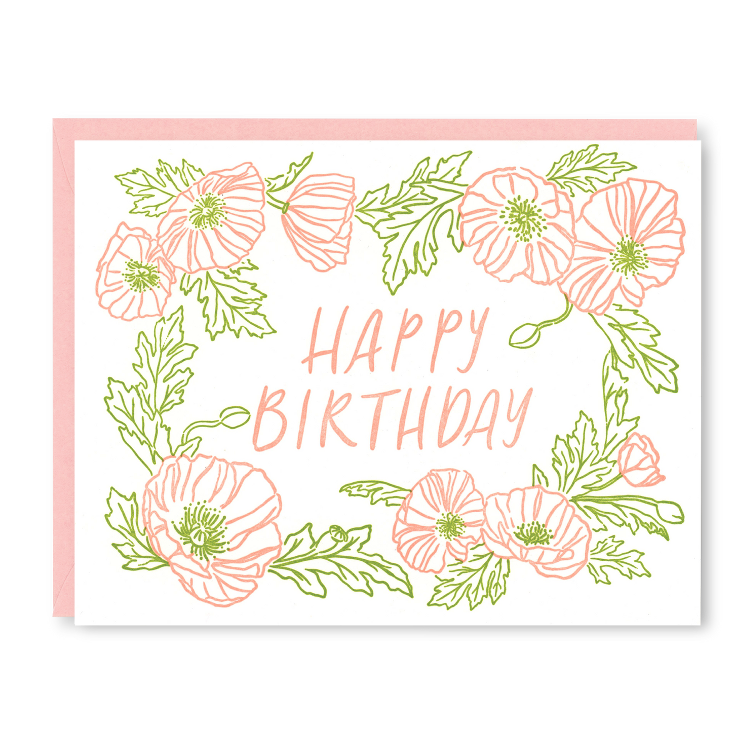 Poppies Birthday Card | Letterpress Birthday Card