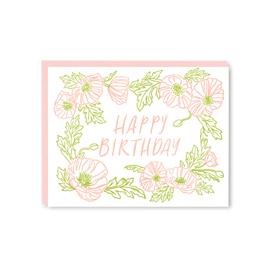Poppies Happy Birthday Card