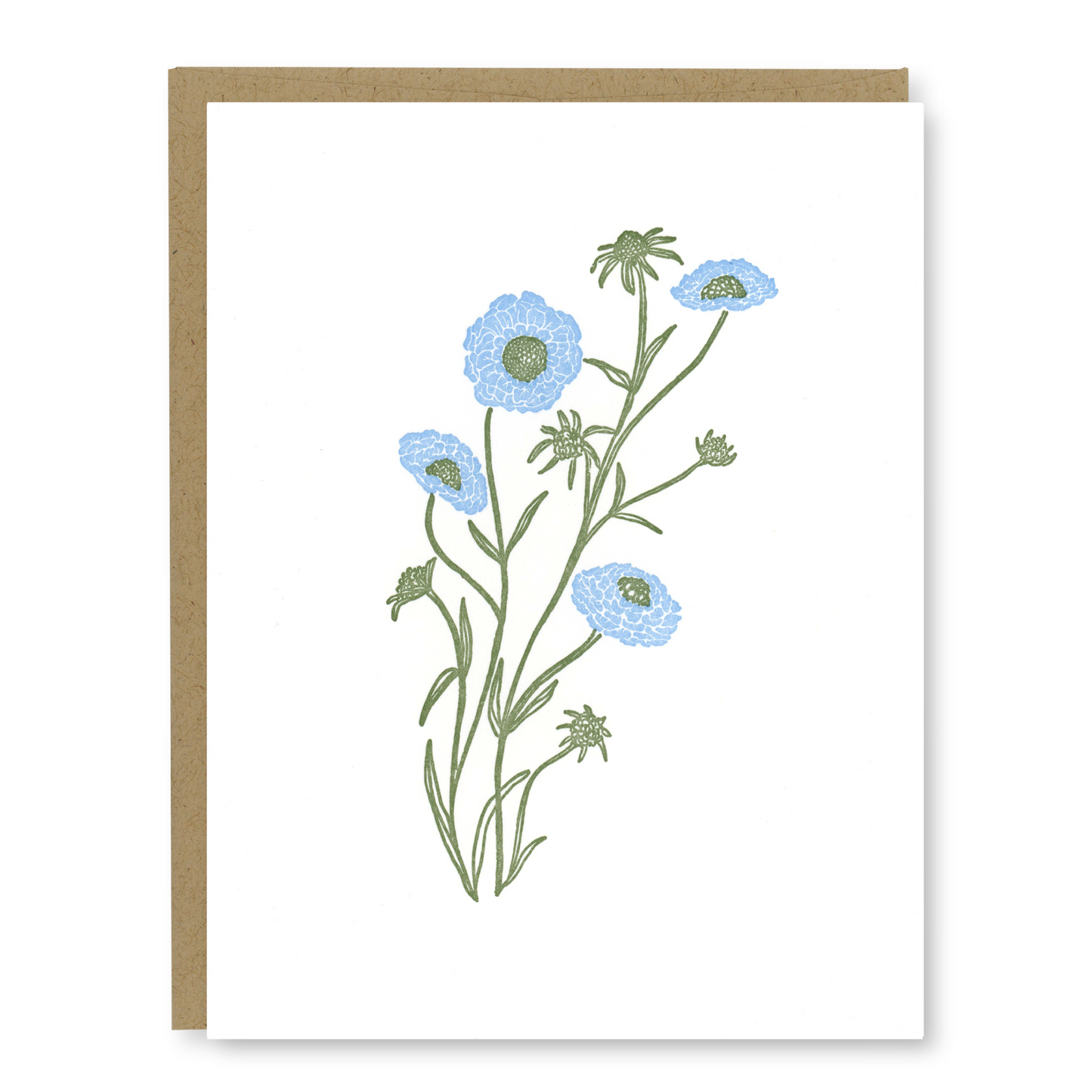 Blue Wildflower Blank Card | Letterpress Blank Card