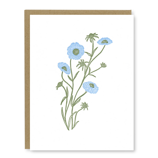 Blue Wildflower Blank Card | Letterpress Blank Card