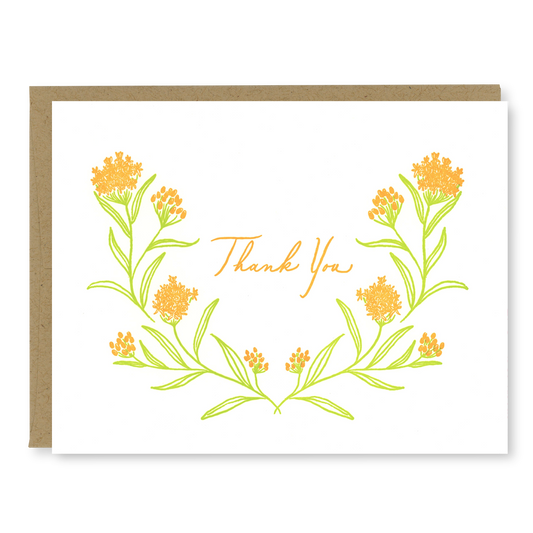 Butterfly Weed Thank You Card | Letterpress Thank You Card