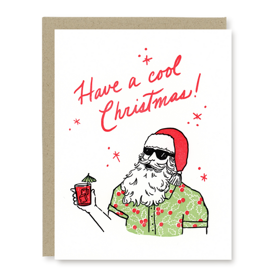 Cool Santa Christmas Card | Letterpress Holiday Card