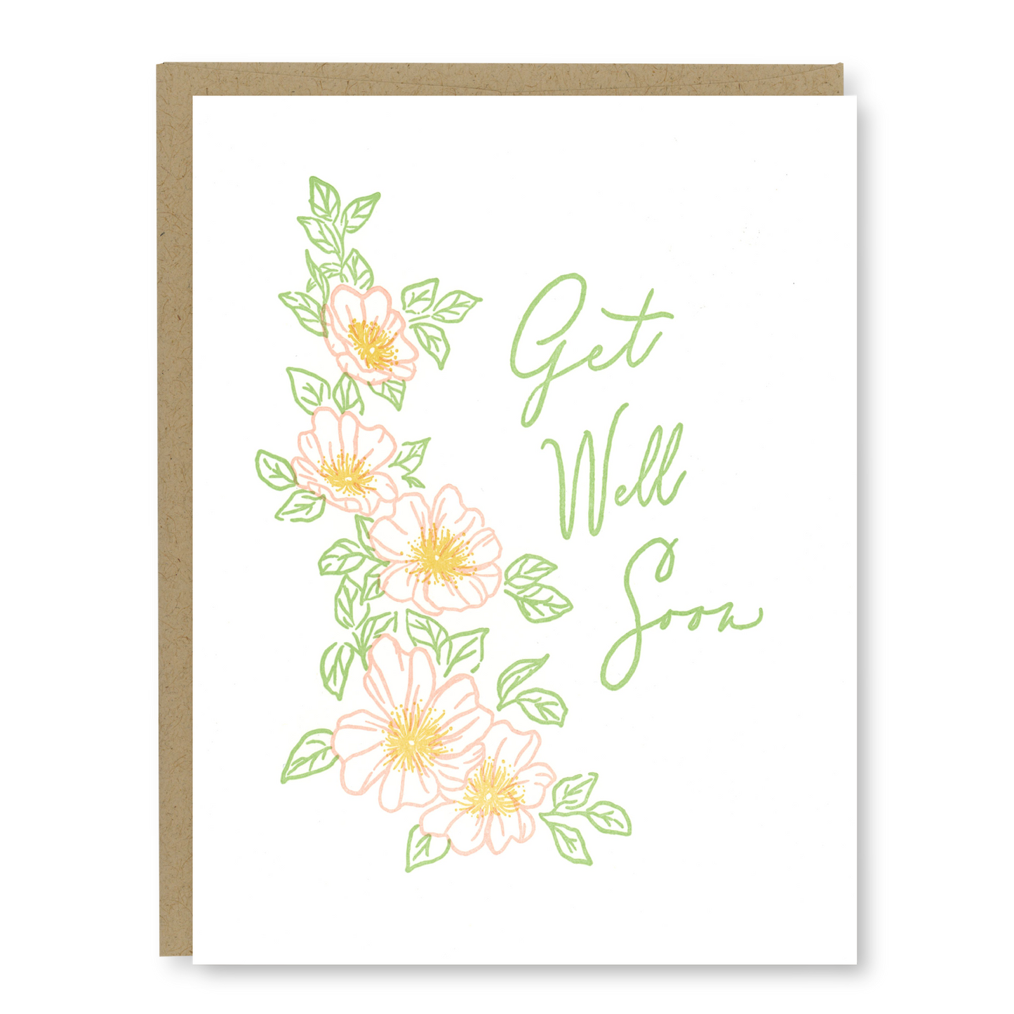Pink Rose Get Well Soon Card | Letterpress Get Well Soon Card