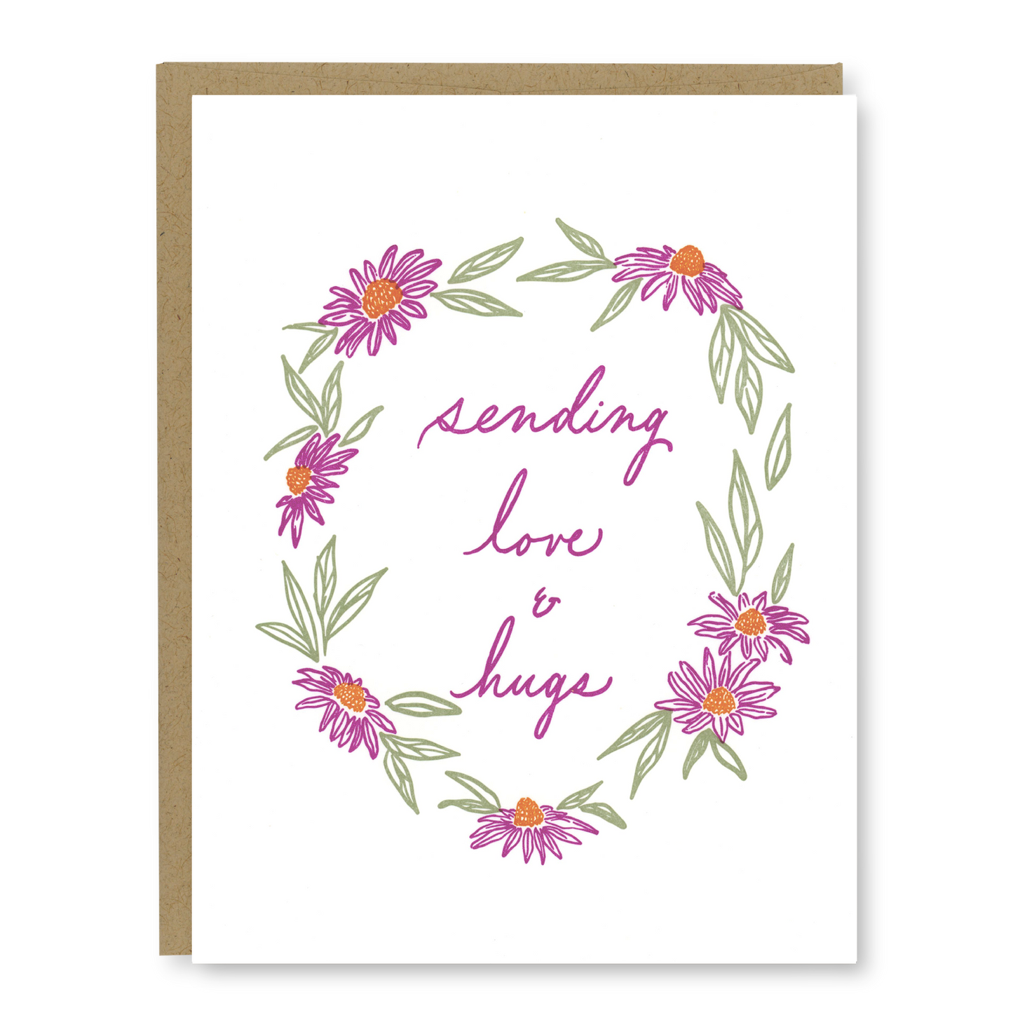 Sending Love and Hugs Card | Letterpress Love Card