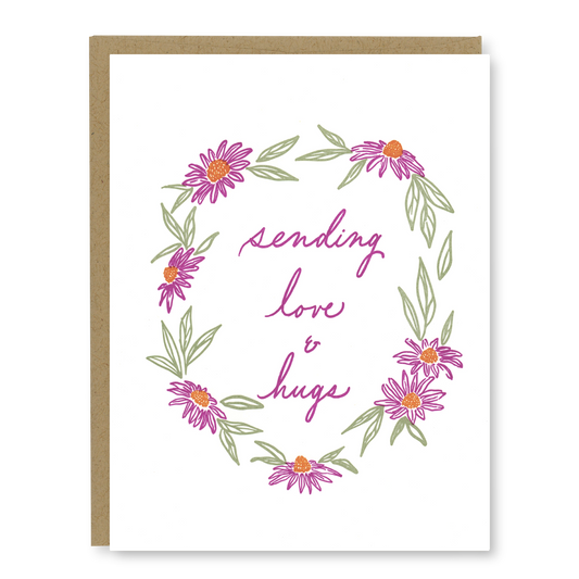 Sending Love and Hugs Card | Letterpress Love Card