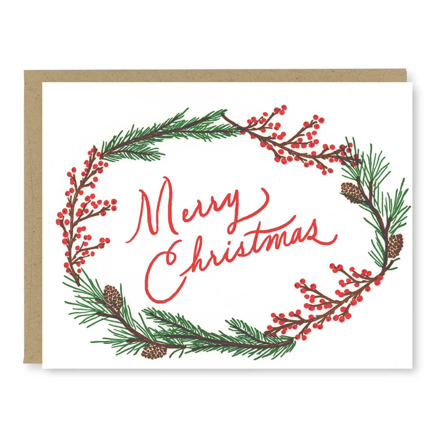 Winter Greenery Card | Merry Christmas Card | Letterpress Christmas Card