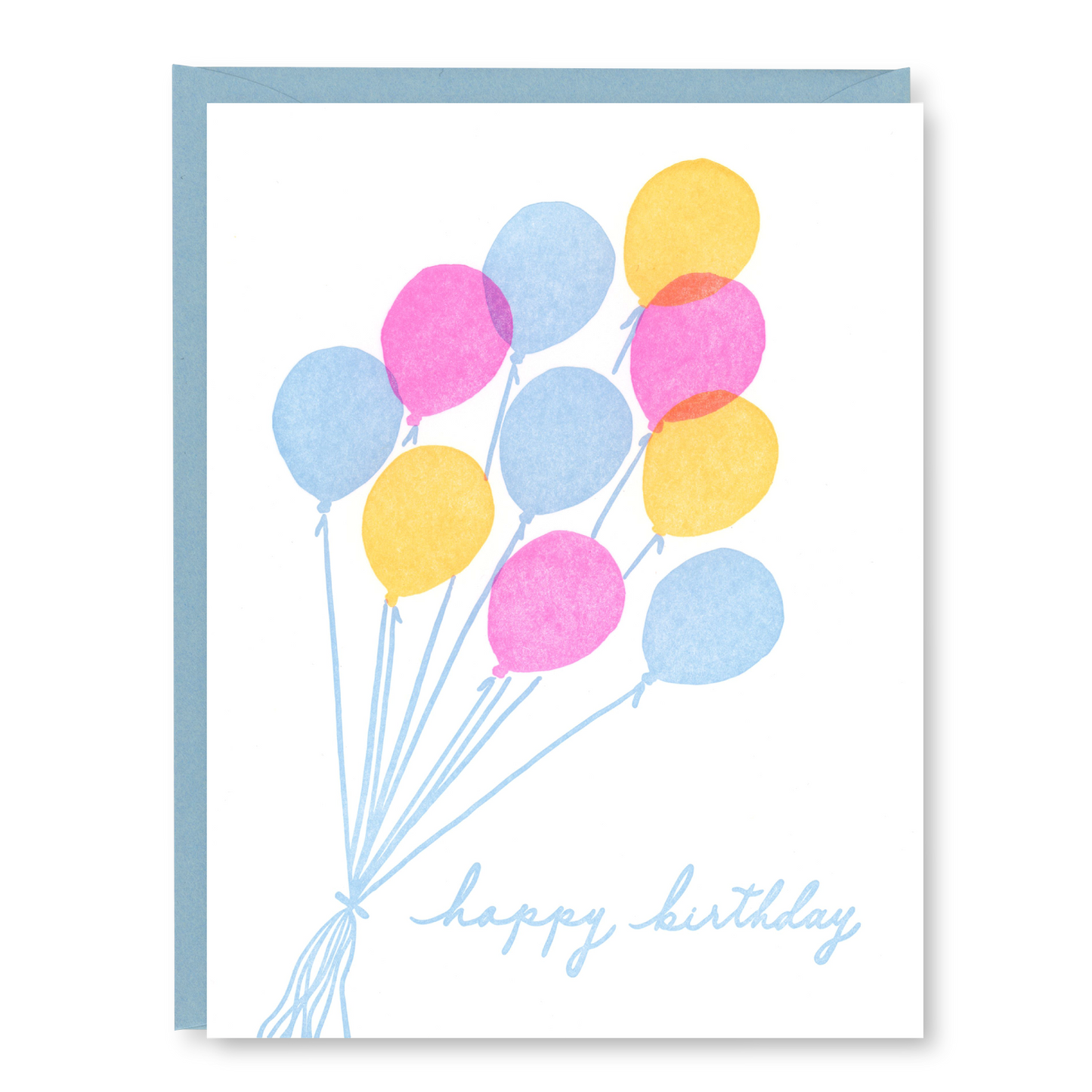 Neon Balloons Birthday Card | Letterpress Birthday Card