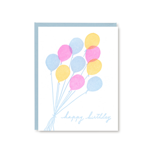 Neon Balloons Happy Birthday Card