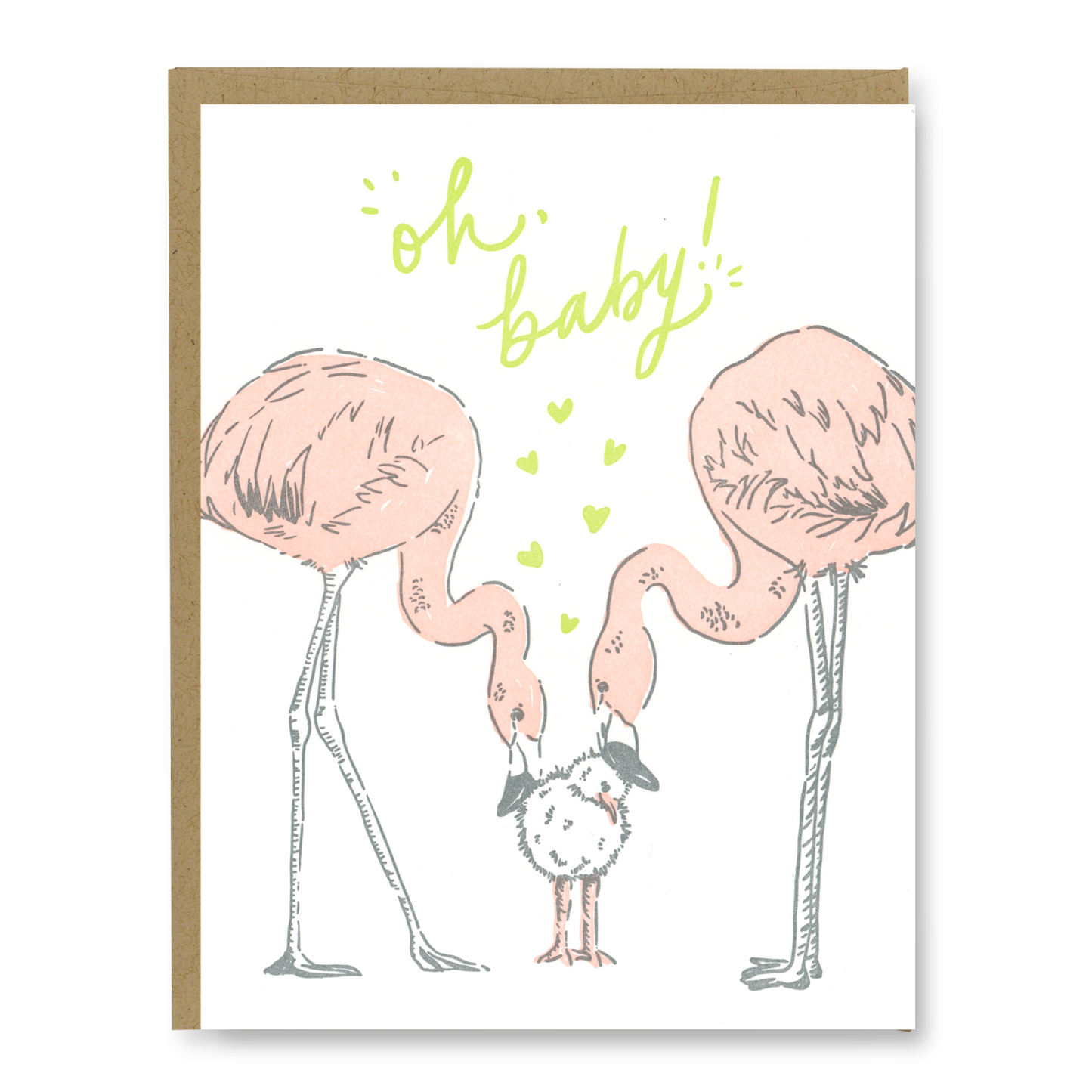 Flamingo Baby Card | Letterpress Baby Card