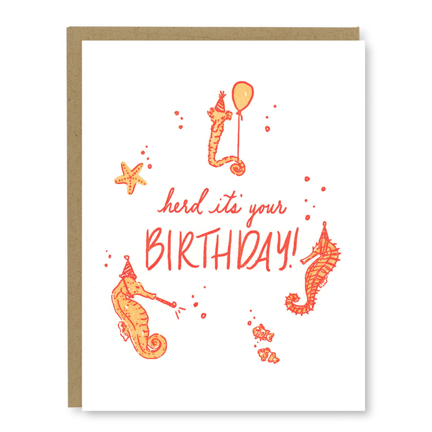 Seahorses Birthday Card | Kids Birthday Card | Letterpress Birthday Card