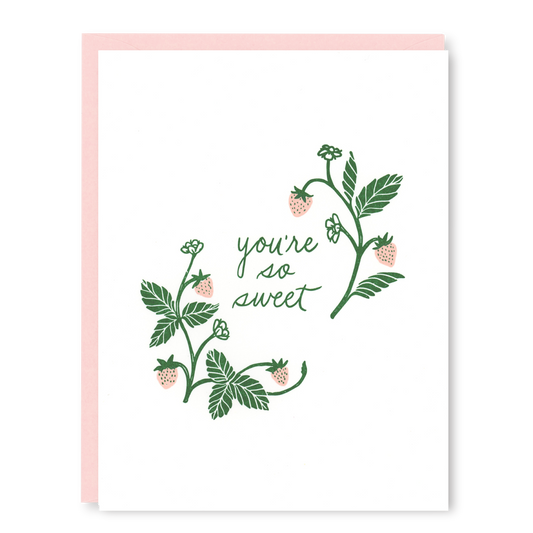 You're So Sweet Thank You Card | Strawberry Thank You Card | Letterpress Thank You Card