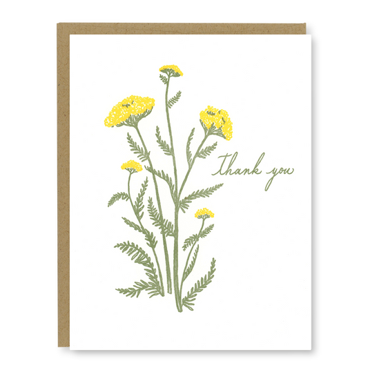 Yarrow Wildflower Thank You Card | Floral Thank You Card | Letterpress Thank You Card